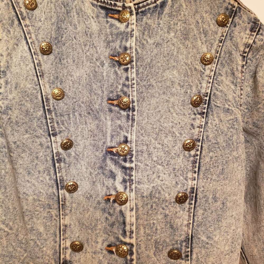 vintage Le Frog 80's Jean Jacket with military buttons - Picture 2 of 4